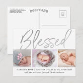 "Blessed" Silver Foil 3 Fotoaankondiging Aankondigingskaart (Voorkant / Achterkant)