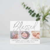 "Blessed" Silver Foil 3 Fotoaankondiging Aankondigingskaart (Staand voorkant)