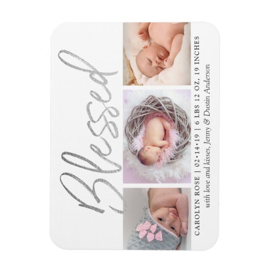 "Blessed" Silver Foil 3 Fotoaankondiging Magneet (Verticaal)