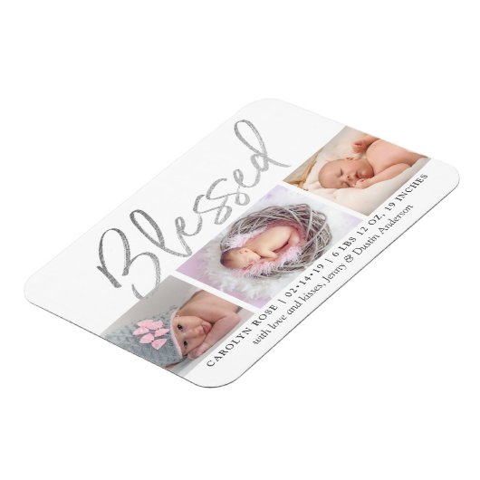 "Blessed" Silver Foil 3 Fotoaankondiging Magneet (Linkerzijde)