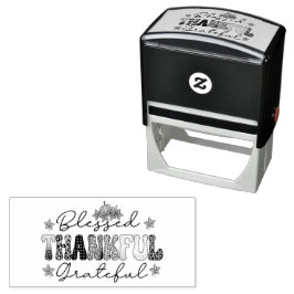 Blessed Thankful Grateful Typography  Zelfinktende Stempel
