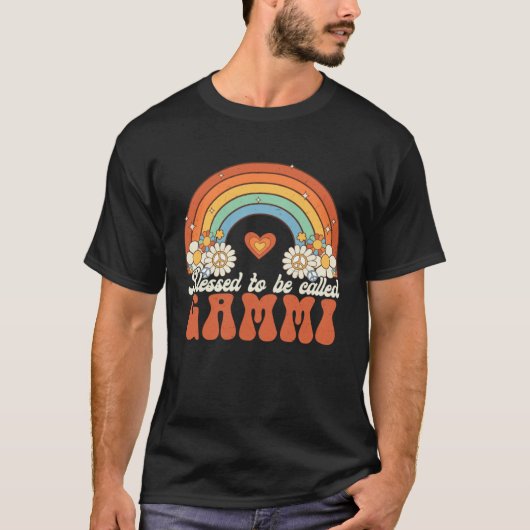 Blessed To Be Called Gammi Groovy Rainbow Mothers T-shirt (Voorkant)