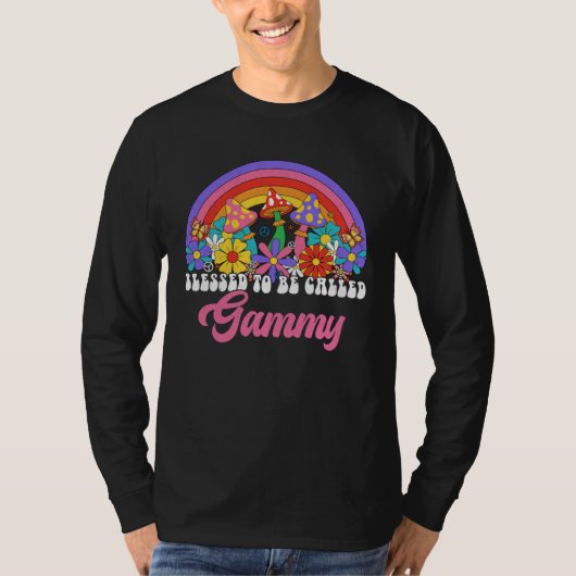 Blessed To Be Called Gammy Rainbow Groovy Hippie F T-shirt (Voorkant)
