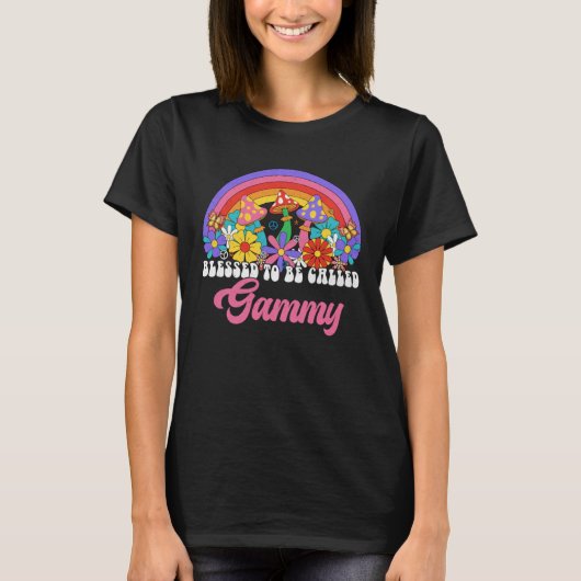 Blessed To Be Called Gammy Rainbow Groovy Hippie F T-shirt (Voorkant)