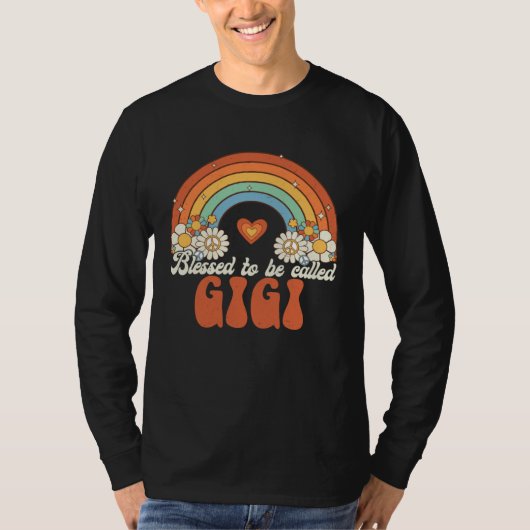 Blessed To Be Called Gigi Groovy Rainbow Mother s  T-shirt (Voorkant)