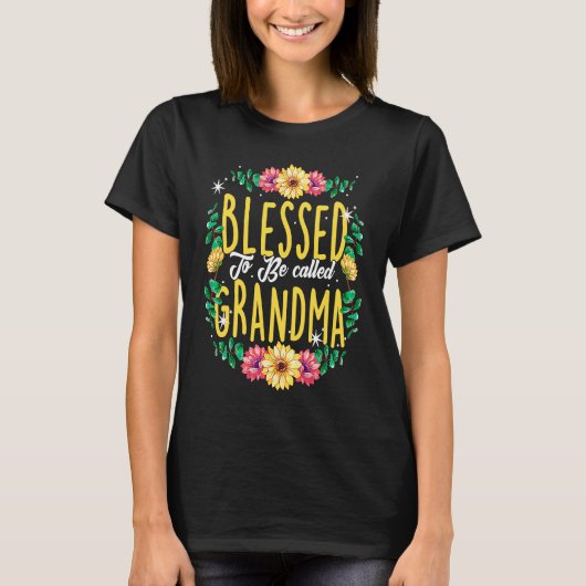 Blessed To Be Called Grandma Flowers Grandmother M T-shirt (Voorkant)
