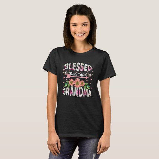 Blessed To Be Called Grandmom Floral Flower Mom Mo T-shirt (Voorkant volledig)