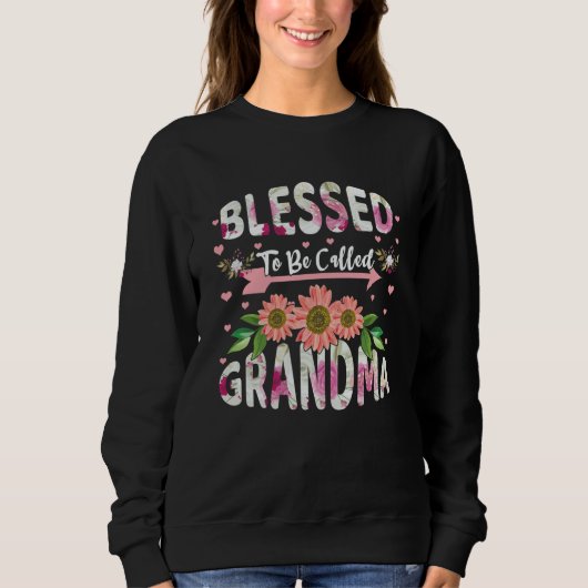 Blessed To Be Called Grandmom Floral Flower Mom Mo Trui (Voorkant)