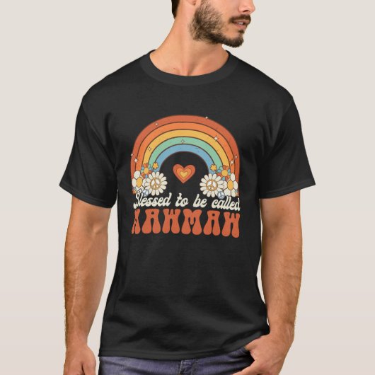 Blessed To Be Called Mawmaw Groovy Rainbow Mothers T-shirt (Voorkant)