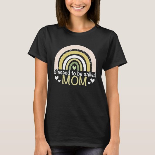 Blessed To Be Called Mom Boho Rainbow Mother s Day T-shirt (Voorkant)