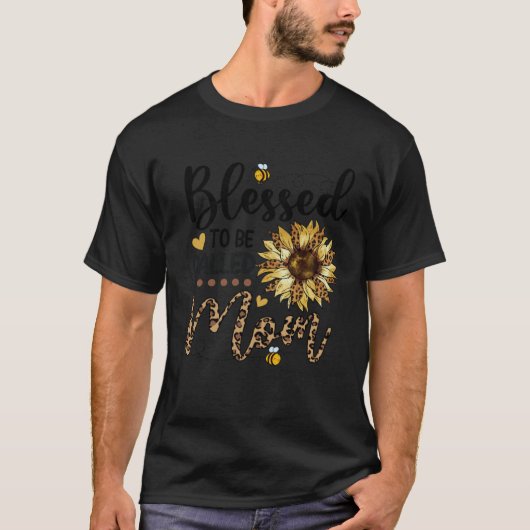 Blessed To Be Called Mom Leopard Sunflower Bee T-shirt (Voorkant)