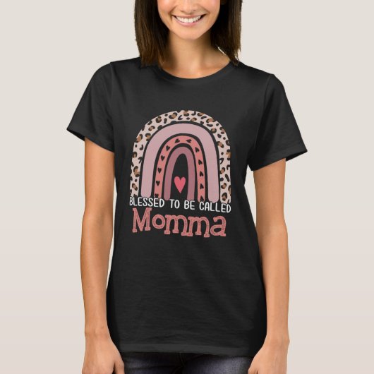 Blessed To Be Called Momma Rainbow Leopard Mother  T-shirt (Voorkant)