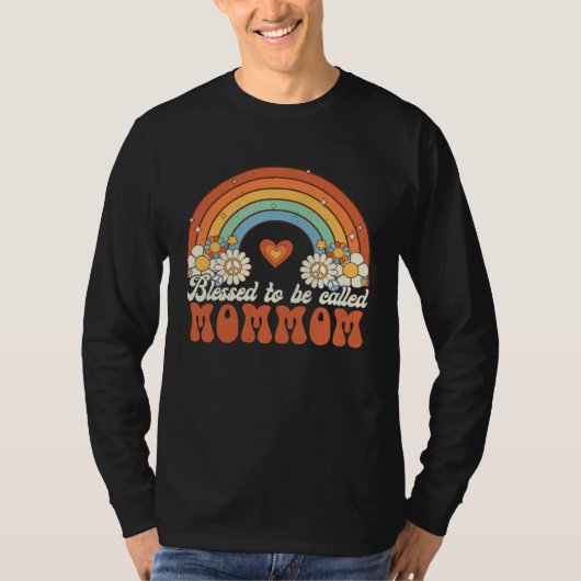 Blessed To Be Called Mommom Groovy Rainbow Mothers T-shirt (Voorkant)