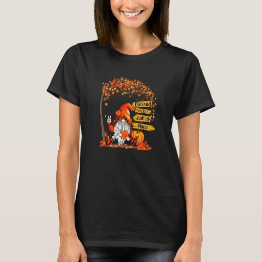 Blessed To Be Called Nana Gnome Pumpkin Thanksgivi T-shirt (Voorkant)