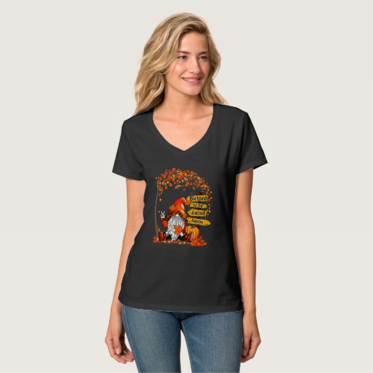 Blessed To Be Called Nanny Gnome Pumpkin Fall Than T-shirt (Voorkant volledig)