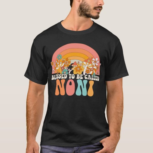 Blessed To Be Called Noni Rainbow Groovy Hippie Mo T-shirt (Voorkant)