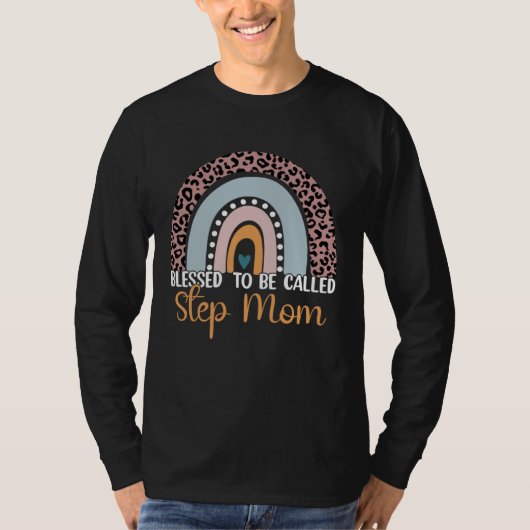 Blessed To Be Called Step Mom Leopard Rainbow Mom  T-shirt (Voorkant)