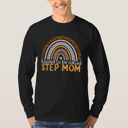 Blessed To Be Called Step Mom Leopard Rainbow Step T-shirt (Voorkant)