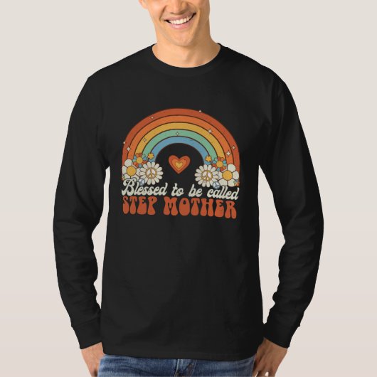 Blessed To Be Called Stepmother Groovy Rainbow Mot T-shirt (Voorkant)