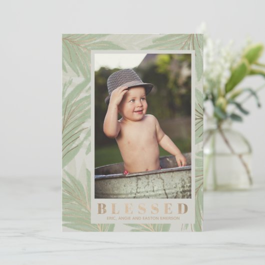 Blessed Tropical Kerstfoto Feestdagenkaart (Staand voorkant)