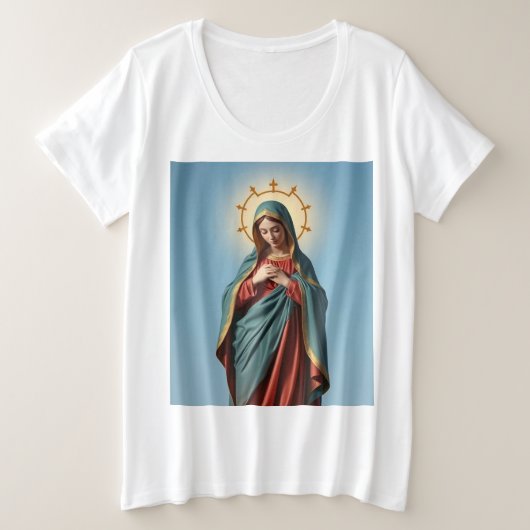 Blessed Virgin Mary Dames Plus Maat T-shirt (Design voorkant)