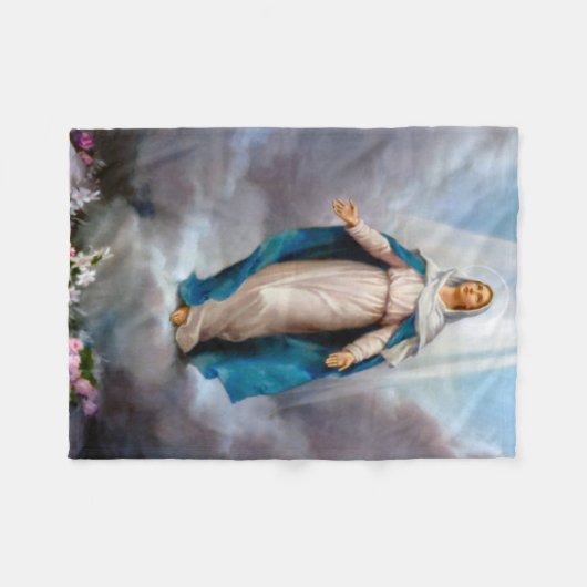 Blessed Virgin Mary Fleece Deken (Voorkant (Horizontaal))