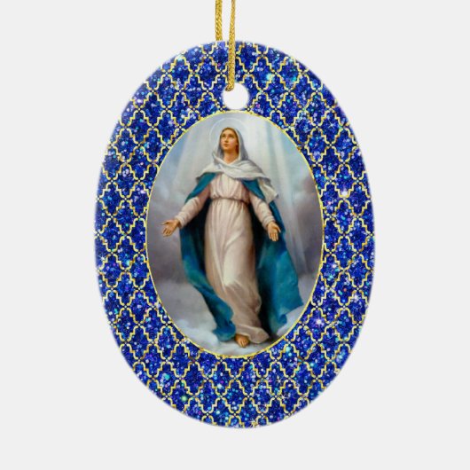 Blessed Virgin Mary Keramisch Ornament (Achterkant)