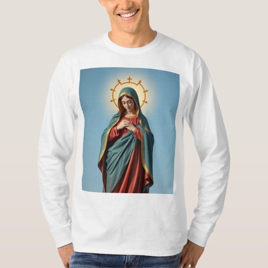 Blessed Virgin Mary Mannen T-shirt met lange mouwe (Voorkant)