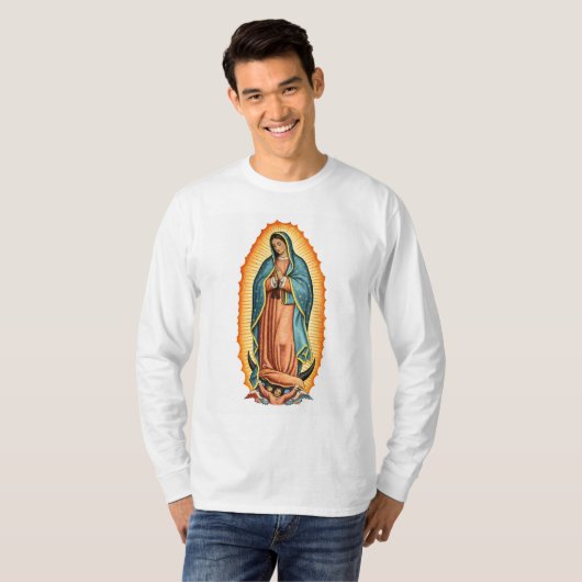 Blessed Virgin of Guadalupe Men's Long Sleeve Tee T-shirt (Voorkant volledig)
