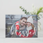 Blessed Whimsical Script | Vakantieknopkaart Feestdagenkaart (Staand voorkant)