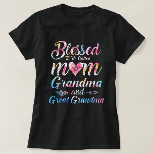 Blessed wordt grootma grootmoeder genoemd t-shirt (Design voorkant)