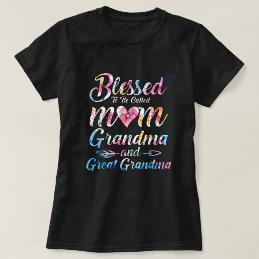 Blessed wordt grootma grootmoeder genoemd t-shirt (Design voorkant)