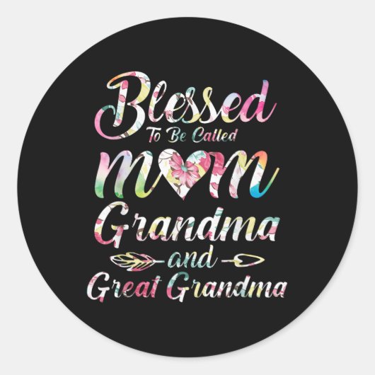 Blessed wordt grootmoeder grootma grootma Mot geno Ronde Sticker (Voorkant)