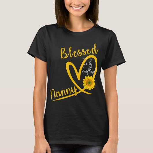 Blessed wordt Nanny Heart Sunflower Moeder genoemd T-shirt (Voorkant)
