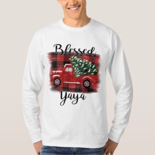 Blessed Yaya Red Truck Vintage kerstboom T-shirt