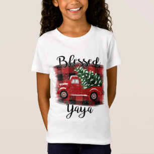 Blessed Yaya Red Truck Vintage kerstboom T-shirt