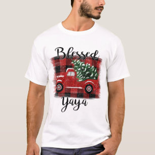 Blessed Yaya Red Truck Vintage kerstboom T-shirt