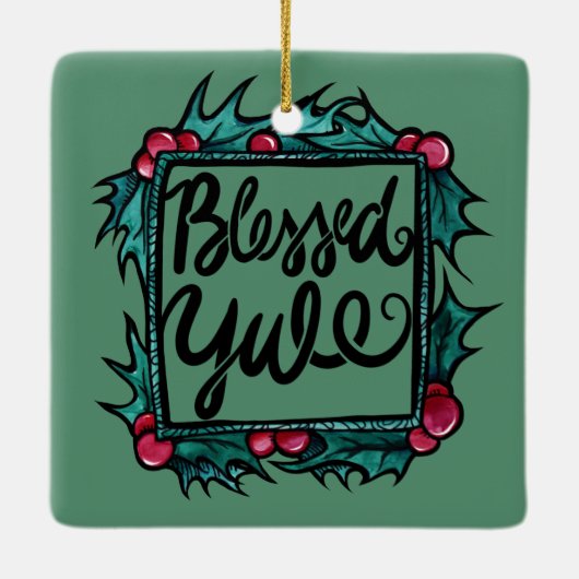Blessed Yule Keramisch Ornament (Achterkant)