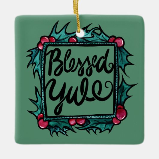 Blessed Yule Keramisch Ornament (Voorkant)
