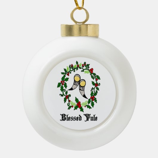 Blessed Yule Norse Pagan Ornaments Keramische Bal Ornament (Voorkant)