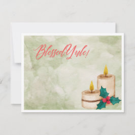 Blessed Yule Waterverf Feestdagenkaart