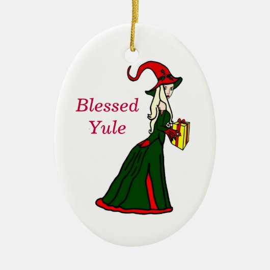 Blessed Yule Winter Witch Ornament (Voorkant)