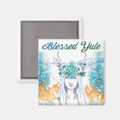 Blessed Yule Woodland Maiden Pagan Holiday Magneet (Voorkant / Achterkant)