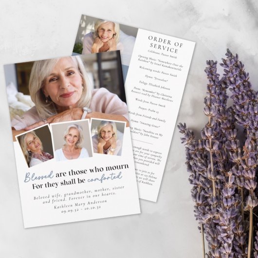 Blessed zijn degenen die zich rouwen om de fotovol programmakaart