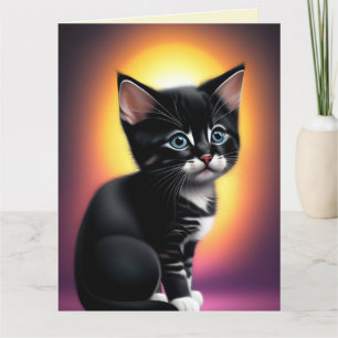 BLESSEN BIRTHDAY CUTE CAT KITTEN ART Wenskaart Kaart