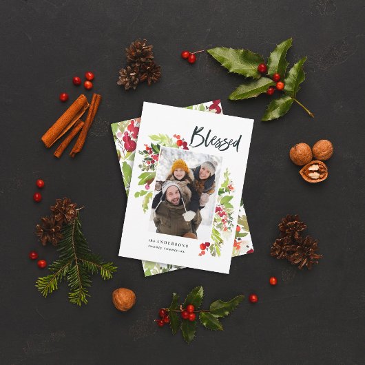 Blessenblad 1 foto kerstmis rood feestdagenkaart