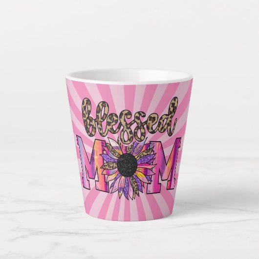 Blessenroze mam Floral Modern Latte Mok (Voorkant)