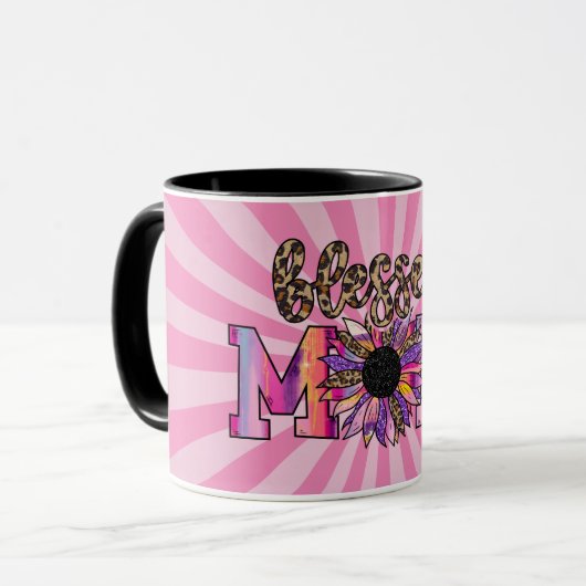 Blessenroze mam Floral Modern Mok (Voorkant links)