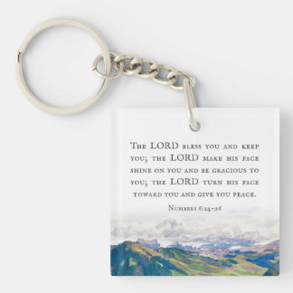 Blessing, Numbers 6:24-26, Watercolor Landscape Sleutelhanger