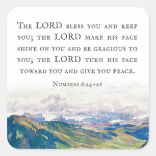 Blessing, Numbers 6:24-26, Watercolor Landscape Vierkante Sticker